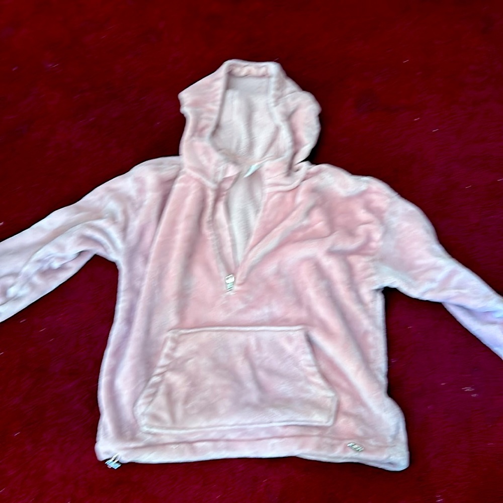 Pink over the Head Crop Hoodie with elastic waist sinchers